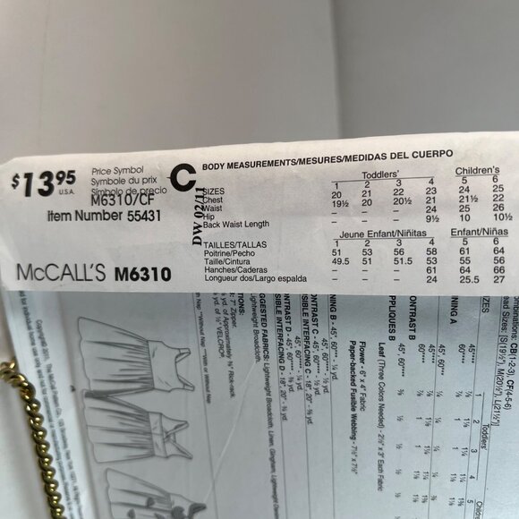 McCalls M6310 Toddlers Childrens Dresses Hat Tote Bag Pattern CF 4 5 6 UNCUT - Picture 8 of 8